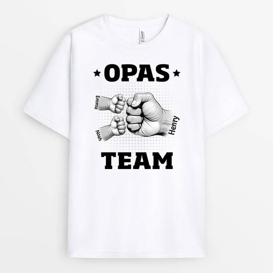 3157AGE2 opas papas team mit faust  personalisiertes t shirt fur manner