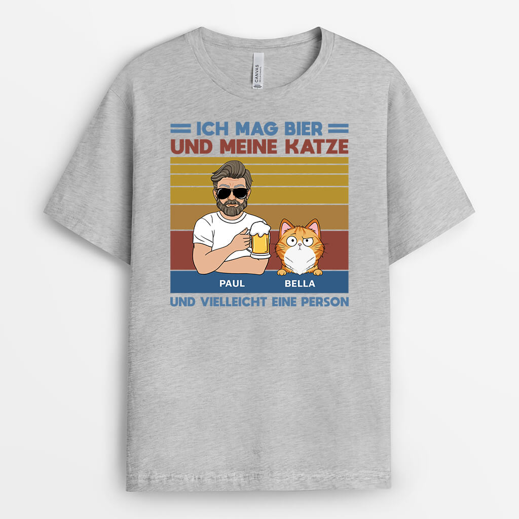 3170AGE1 ich mag bier und meine katze  personalisiertes t shirt fur katzenliebhaber