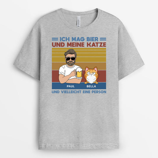 3170AGE1 ich mag bier und meine katze  personalisiertes t shirt fur katzenliebhaber