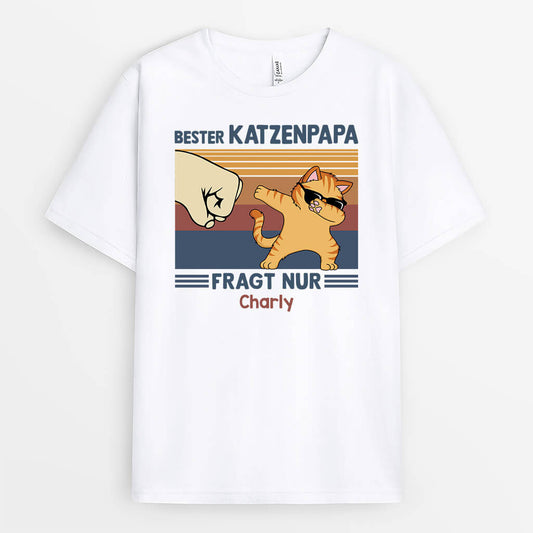 3188AGE1 bester katzenpapa fragt nur  personalisierets t shirt fur katzenliebhaber