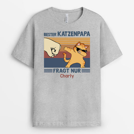 3188AGE2 bester katzenpapa fragt nur  personalisierets t shirt fur katzenliebhaber