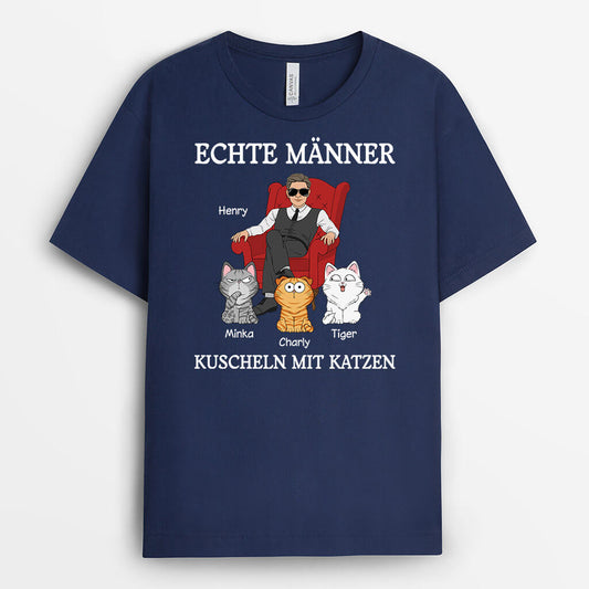 3189AGE1 echte manner kuscheln mit katzen  personalisiertes t shirt fur katzenliebhaber