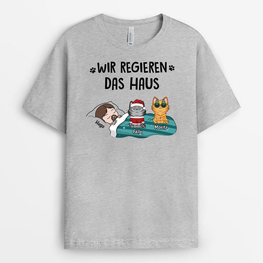 3195AGE2 wir regieren das haus  personalisiertes t shirt fur katzenliebhaber