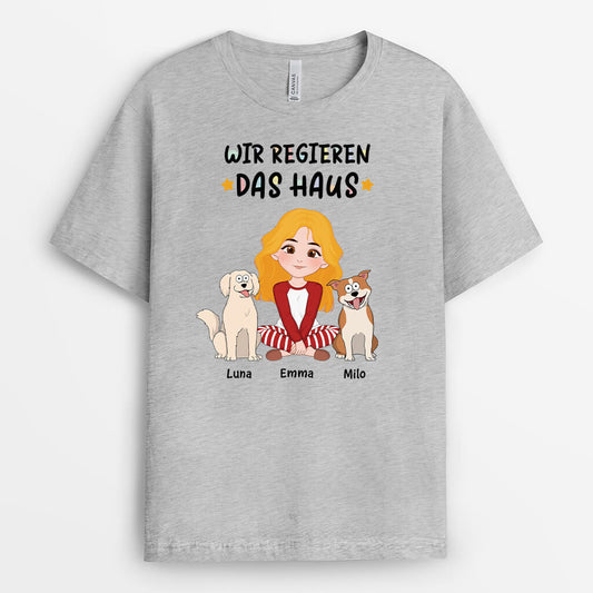 3206AGE2 wir regieren das haus  personalisiertes t shirt fur hundeliebhaber