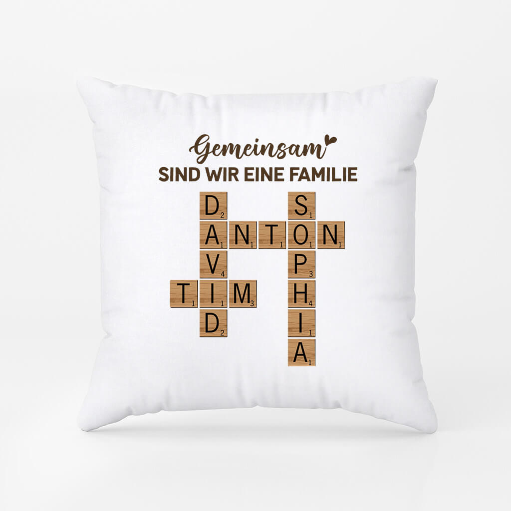 3221PGE1 gemeinsam sind wir eine familie kreuzwortratsel  personalisiertes kissen fur die familie