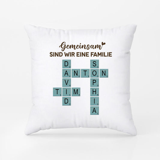 3221PGE2 gemeinsam sind wir eine familie kreuzwortratsel  personalisiertes kissen fur die familie