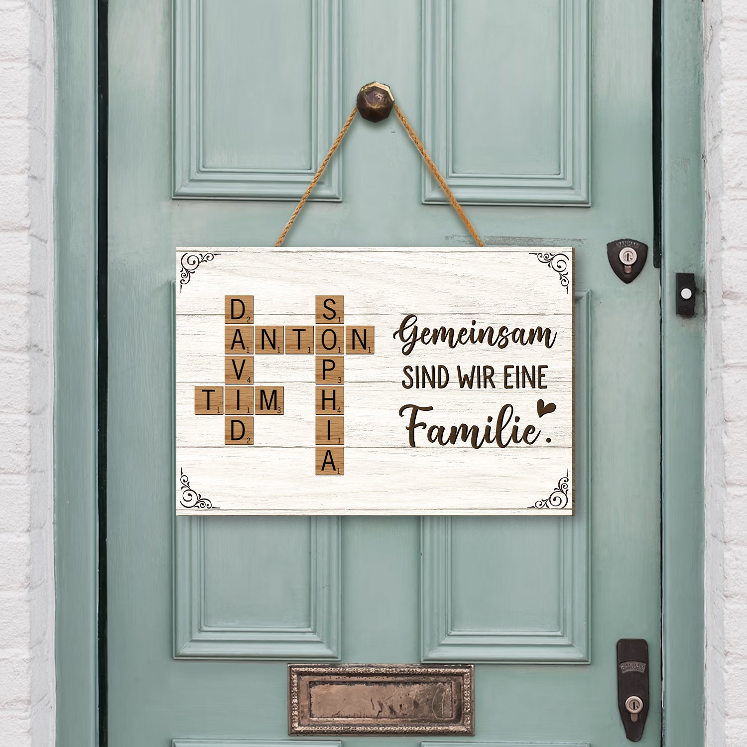 3221QGE2 zusammen sind wir eine familie turschild holz personalisiert_ familie 3221q6f5i