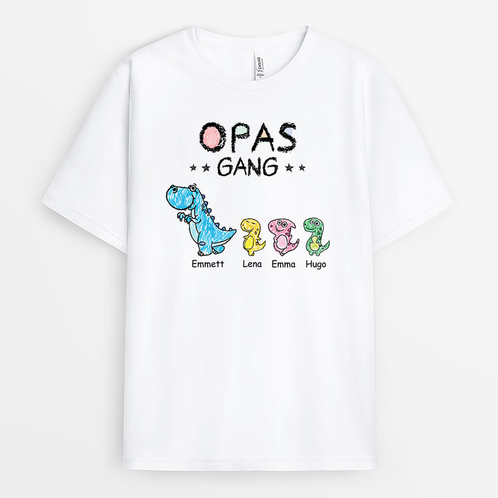 3229AGE1 opas papas bande dinosaurier  personalisiertes t shirt fur manner