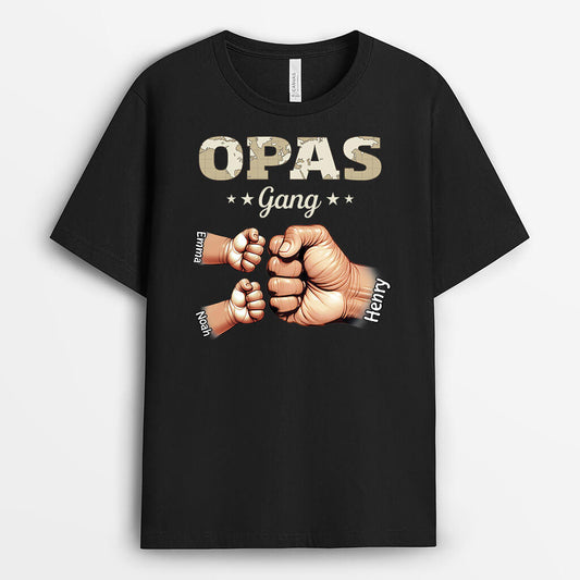 3231AGE1 opas papas bande mit faust  personalisiertes t shirt fur manner