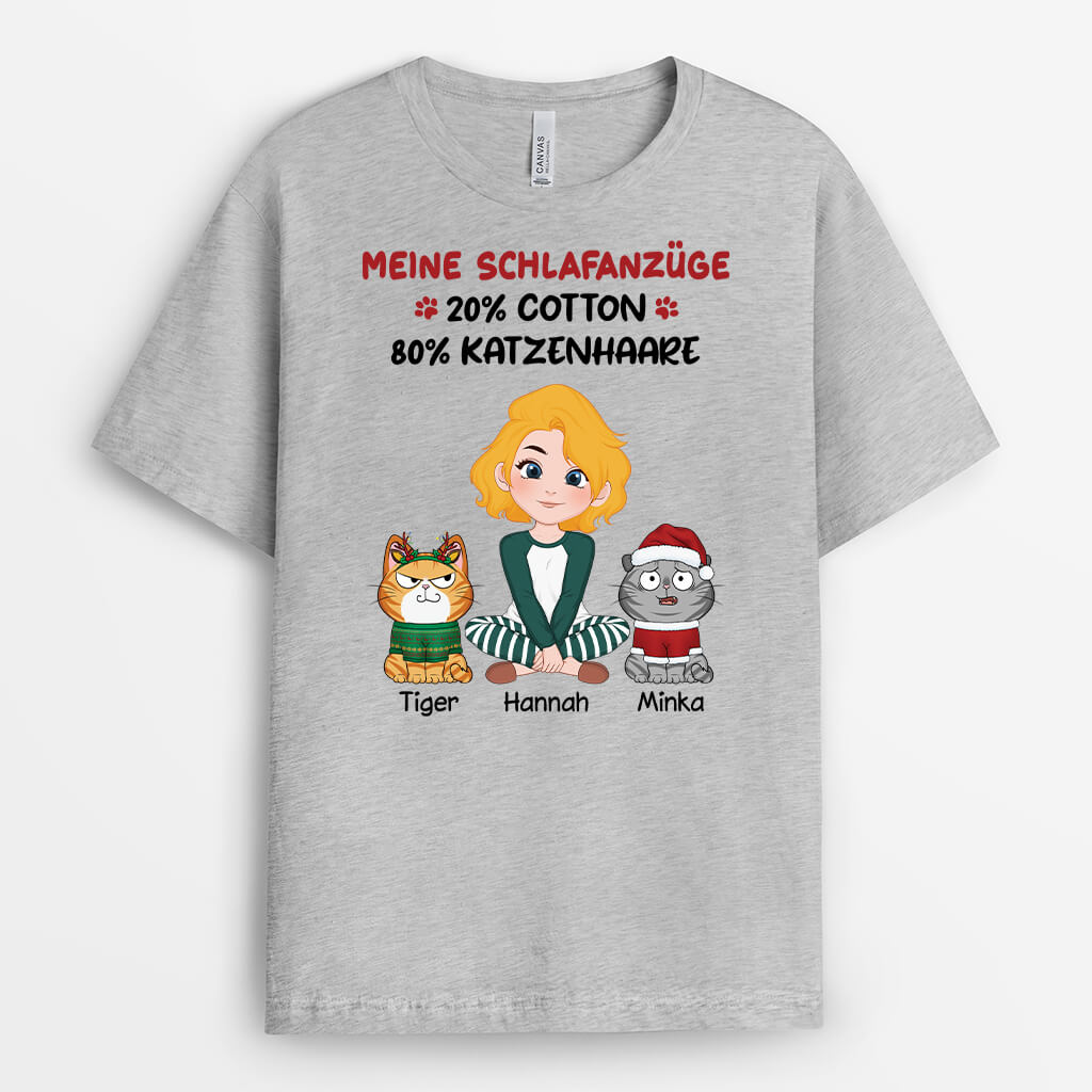 3233AGE1 meine schlaf anzuge 20_ cotton 80_ katzenhaare  personalisiertes t shirt fur katzenliebhaber