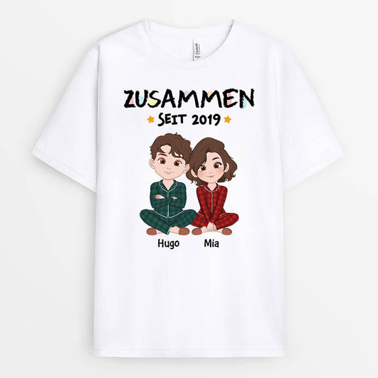 3269AGE1 zusammen seit wachsmalstift  personalisiertes t shirt fur paare