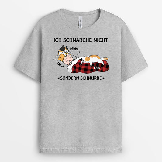 3270AGE2 ich schnarche nicht sondern schnurre  personalisierte t shirt fur katzenliebhaber