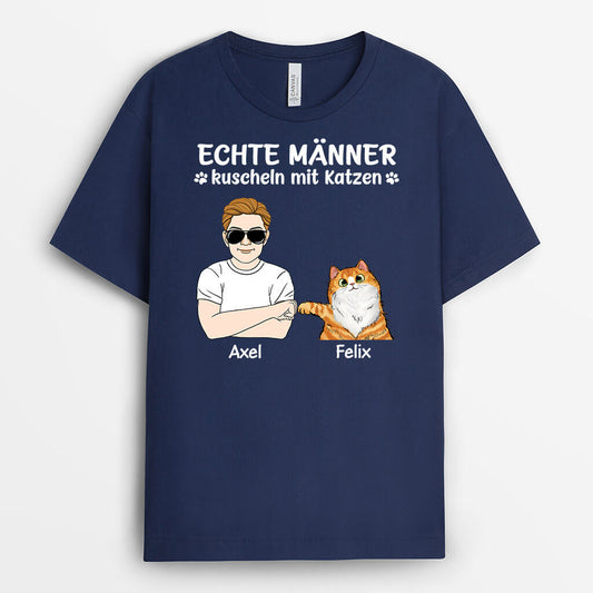 3275AGE2 echte manner kuscheln mit katzen  personalisiertes t shirt fur katzenliebhaber