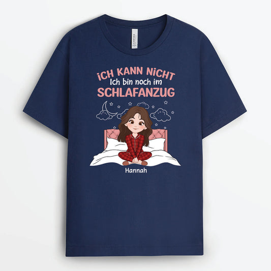 3282AGE1 ich kann nicht ich bin noch im schlafanzug  personalisiertes t shirt fur damen