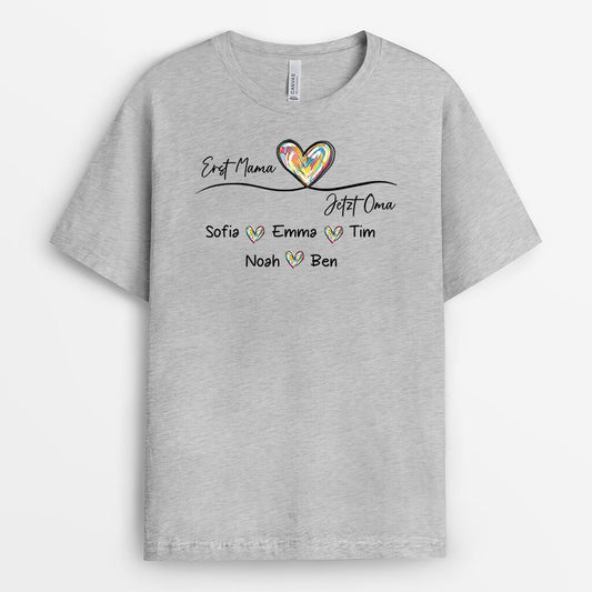 3294AGE2 fruher mama jetzt oma kindernamen  personalisiertes t shirt fur damen