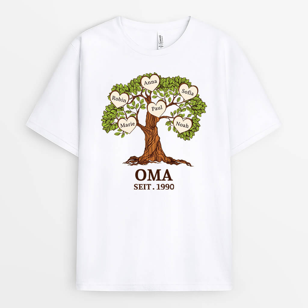 3302AGE1 oma und kinder baum  personalisiertes t shirt fur omas