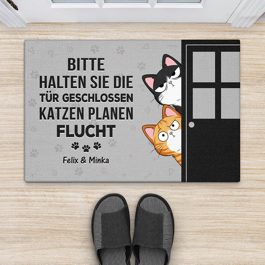 3308DGE2 bitte halten sie die tur geschlossen katzen planen flucht  personalisierte fussmatte fur katzenliebhaber