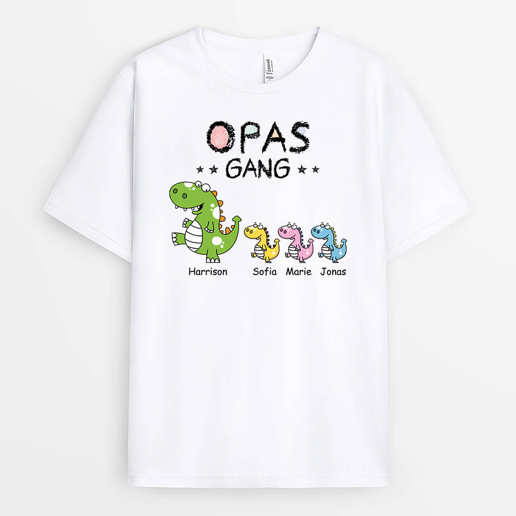 3312AGE1 opas papas bande dinosaurier buntstift  personalisiertes t shirt fur manner