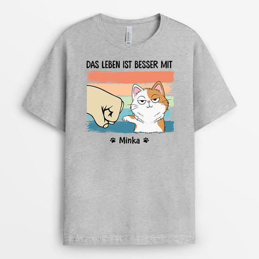 3314AGE2 das leben ist besser mit katzen  personalisiertes t shirt fur katzenliebhaber