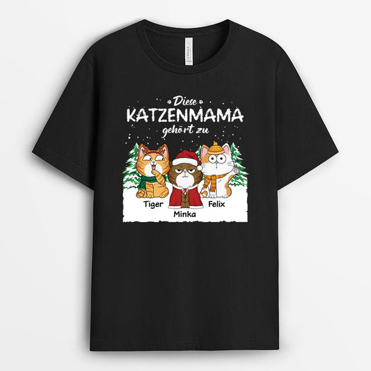 3322AGE1 diese katzenmama gehort zu  personalisiertes t shirt fur katzenliebhaber weihnachten hintergrund