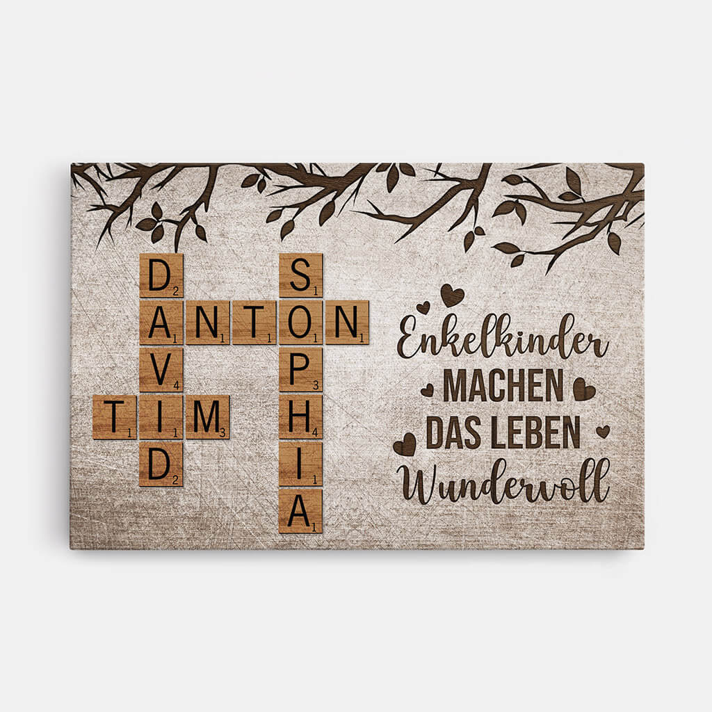 3323CGE1 enkelkinder machen das leben grossartig  personalisierte leinwand fur grosseltern kreuzwortratsel design