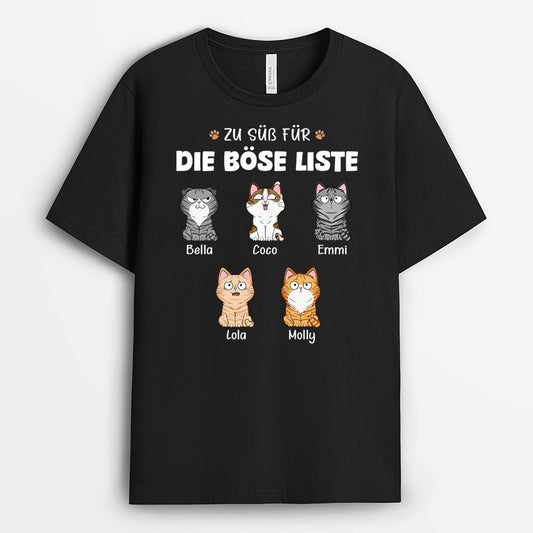 3324AGE2 zu suss fur die bose liste  personalisiertes t shirt fur katzenbesitzer