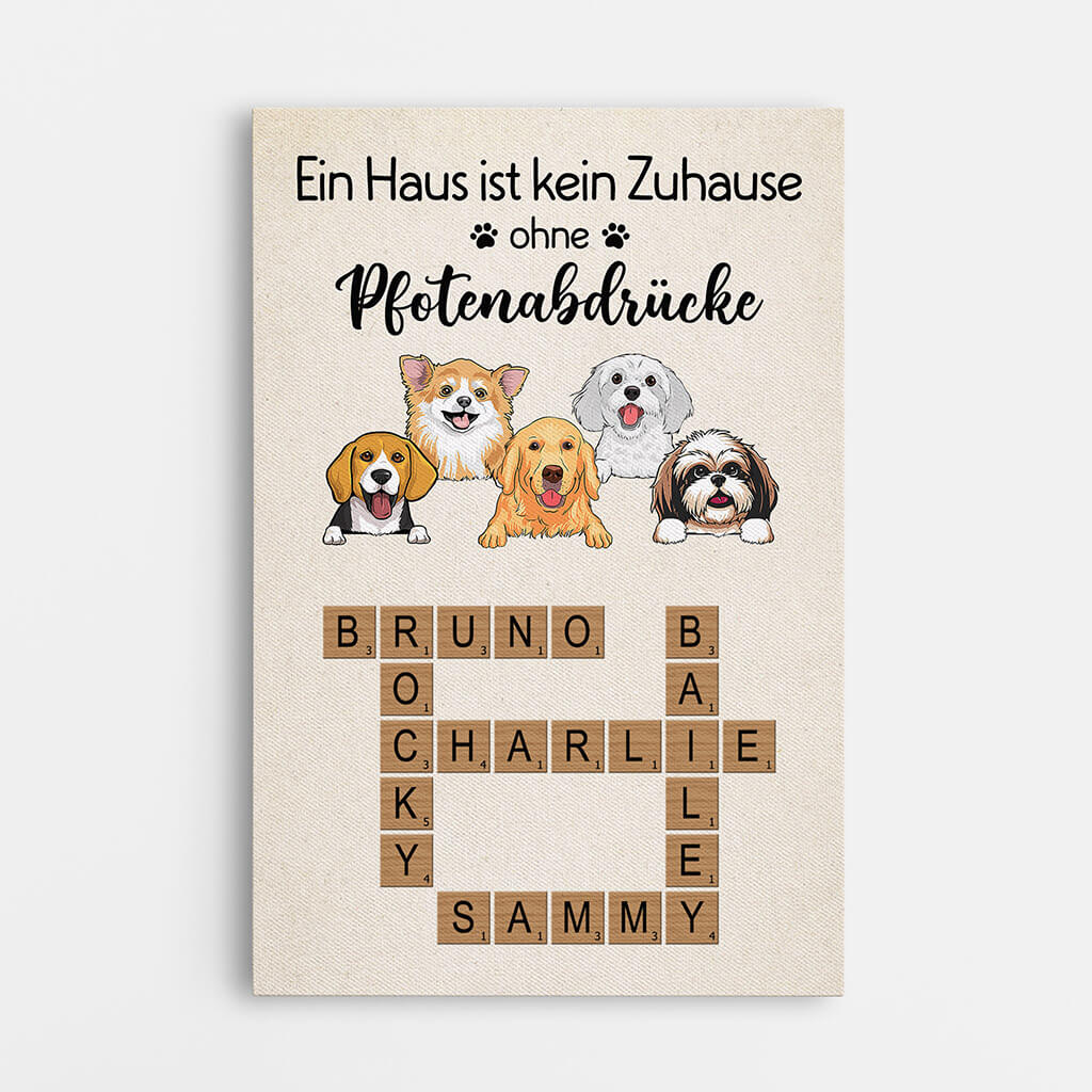 3334CGE1 ein haus ist kein zuhause ohne pfotenabdrucke  personalisierte leinwand fur hundebesitzer