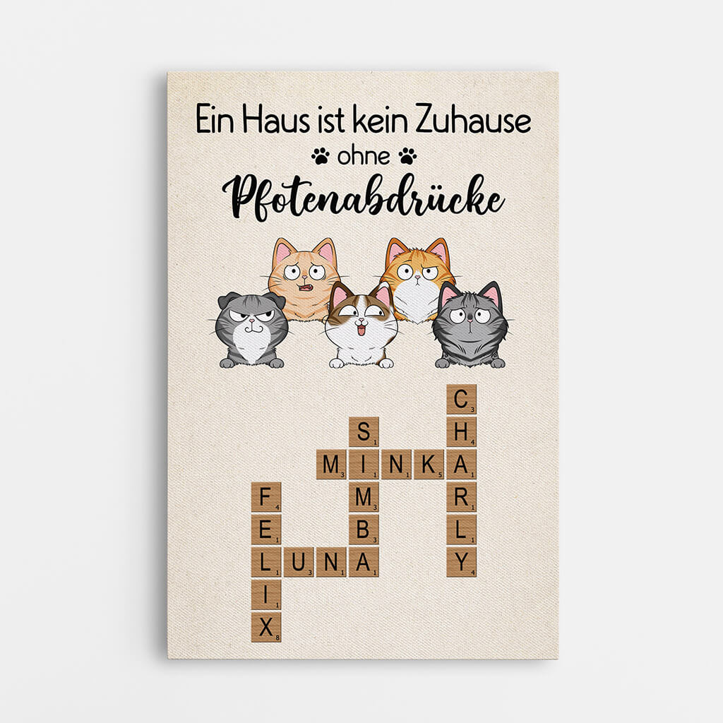 3334CGE1 ein haus ist kein zuhause ohne pfotenabdrucke  personalisierte leinwand fur katzenbesitzer