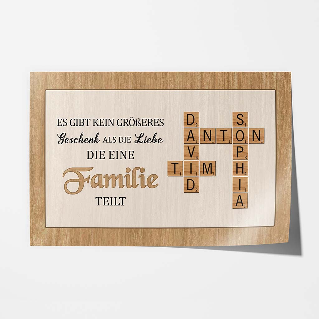 3335SGE1 es gibt kein grosseres geschenk als die liebe die eine familie teilt kreuzwortratsel  personalisiertes poster fur die familie