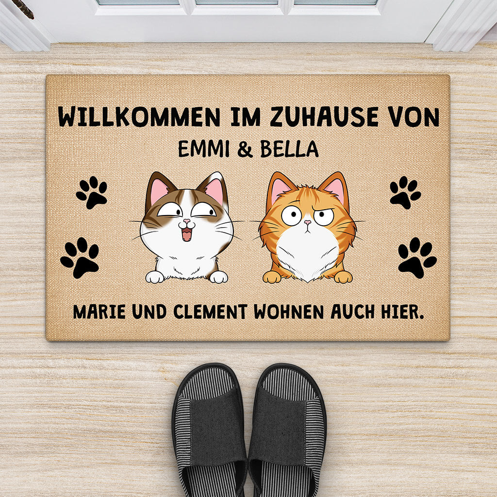 3336DGE2 herzlich willkommen bei  personalisierte fussmatte fur katzenbesitzer