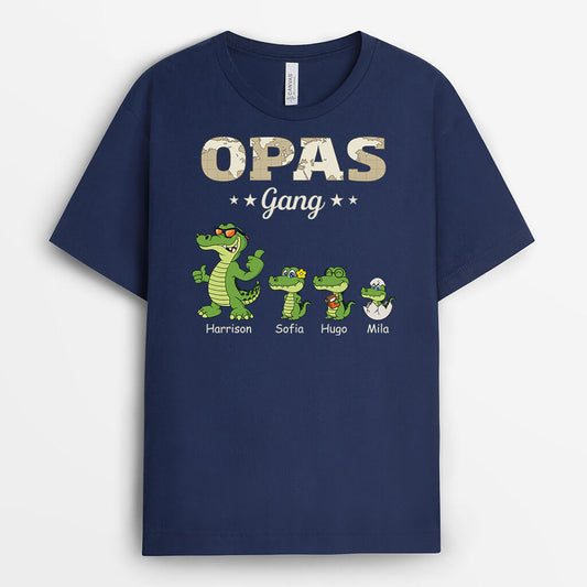 3345AGE1 opas papas bande krokodile  personalisiertes t shirt fur manner