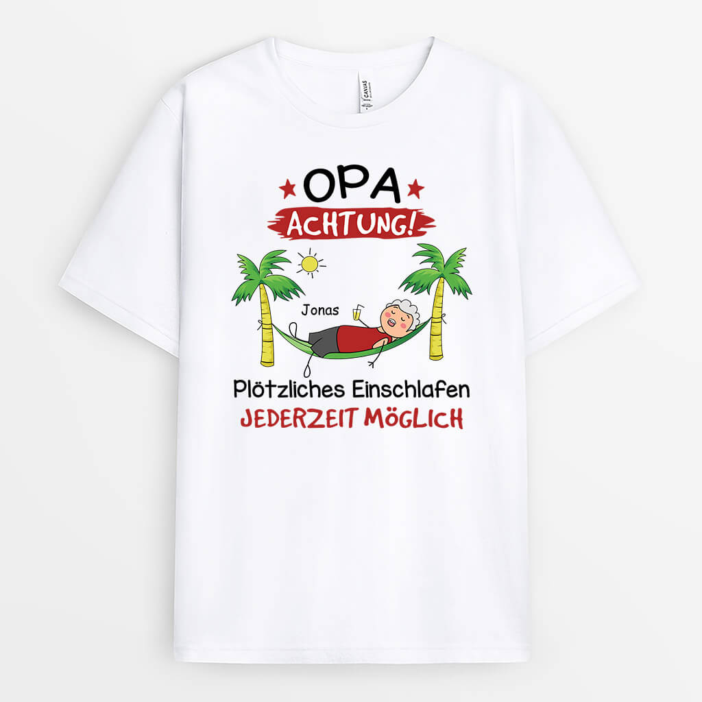 3346AGE1 achtung plotzliches einschlafen jederzeit moglich  personalisiertes t shirt fur manner