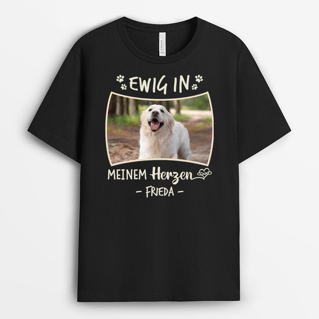 3350AGE1 ewig in meinem herzen  personalisierte t shirt fur hundeliebhaber mit foto