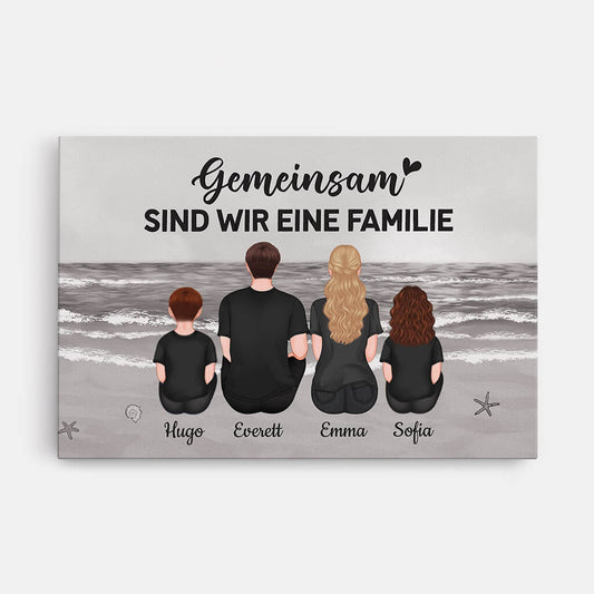 3364CGE1 gemeinsam sind wir eine familie illustration  personalisierte leinwand fur die familie