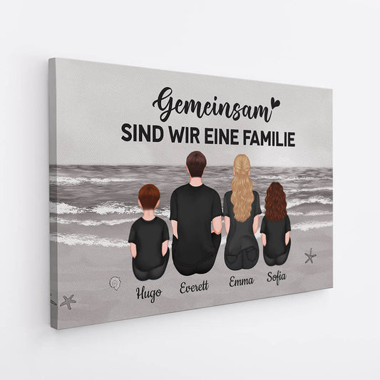 3364CGE2 gemeinsam sind wir eine familie illustration  personalisierte leinwand fur die familie