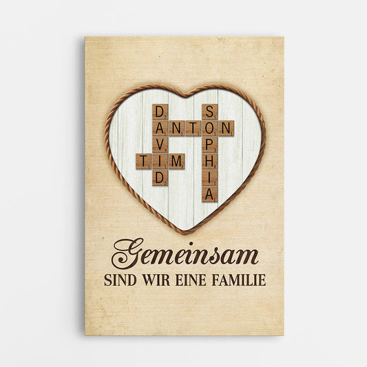 3369CGE1 gemeinsam sind wir eine familie das herz  personalisierte leinwand fur die familie