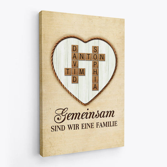 3369CGE2 gemeinsam sind wir eine familie das herz  personalisierte leinwand fur die familie