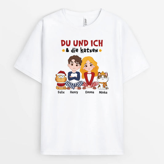 3378AGE1 du ich und die katzen  personalisiertes t shirt fur katzenliebhaber