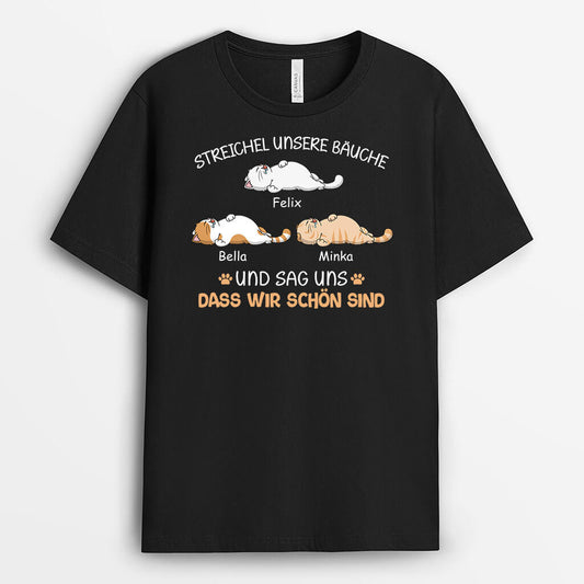 3389AGE1 streichel meinen bauch und sag mir dass ich schon bin  personalisiertes t shirt fur katzenliebhaber