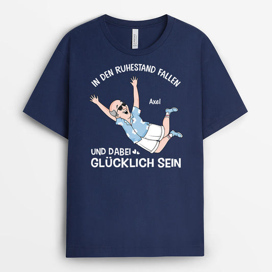 3399AGE1 in den ruhestand fallen und dabei glucklich sein  lustiges t shirt fur rentner personalisiert