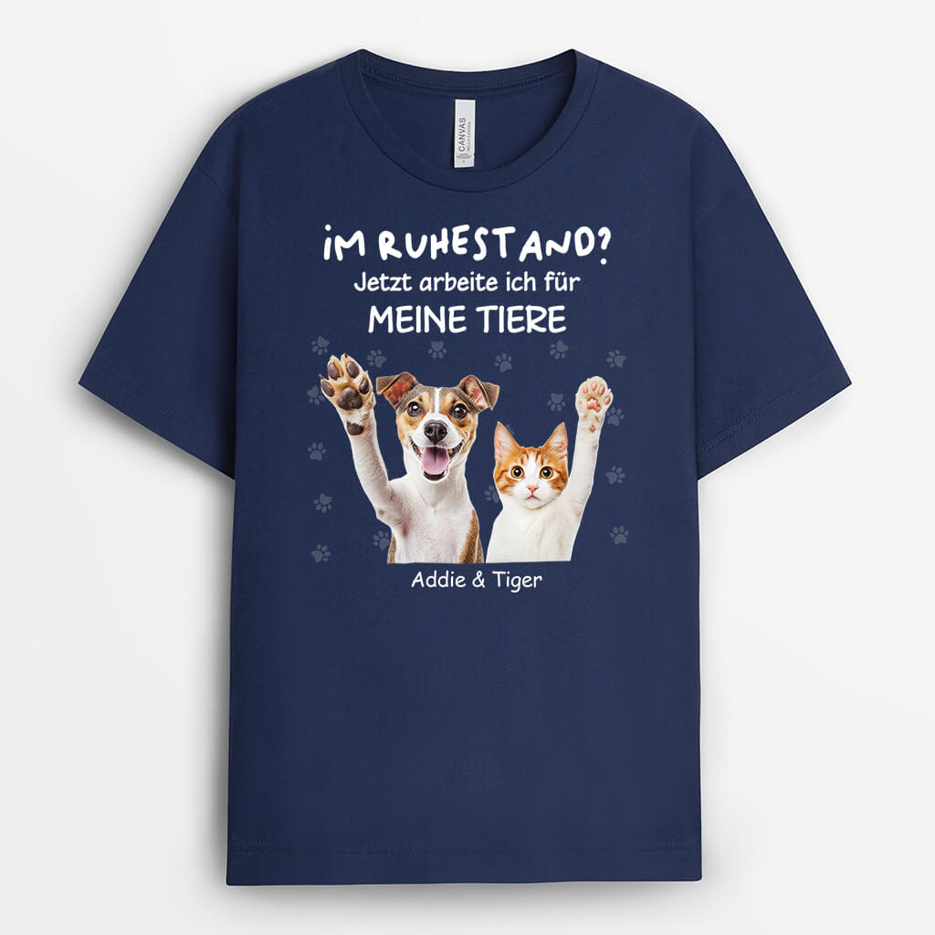 3420AGE2 im ruhestand jetzt arbeite ich fur meine katze katzen  personalisiertes t shirt fur katzenliebhaber