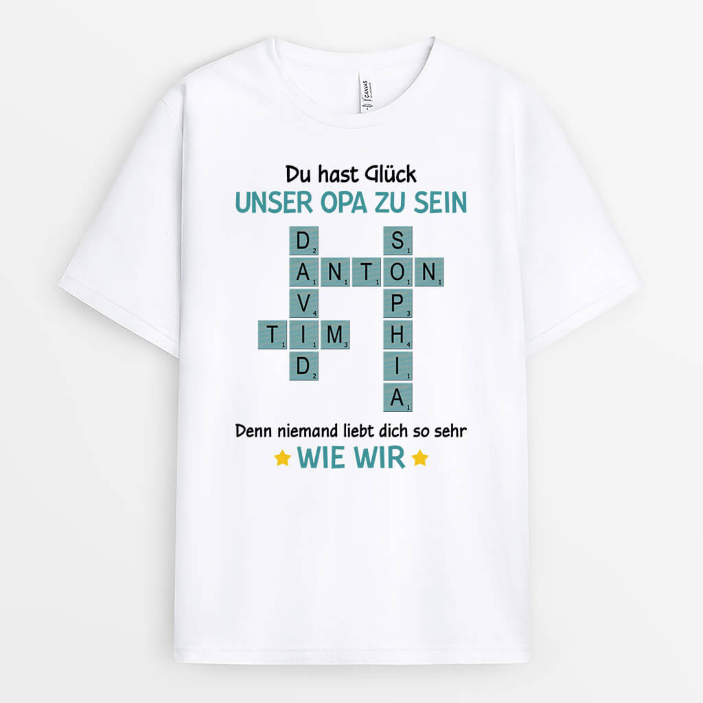 3422AGE1 du hast gluck unser opa zu sein kreuzwortratsel  personalisiertes t shirt fur opas