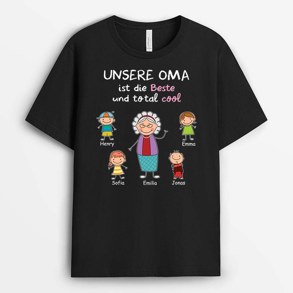 3423AGE1 unsere oma mama ist die beste und total cool  personalisiertes t shirt fur damen