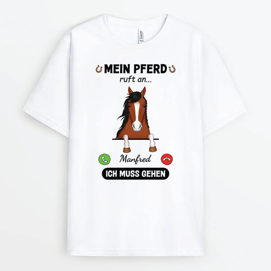 3427AGE1 meine pferde rufen  personalisiertes t shirt fur pferdeliebhaber