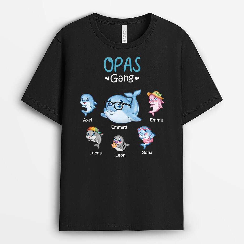 3433AGE1 opas bande delfin  schwarzes t shirt fur opas personalisiert