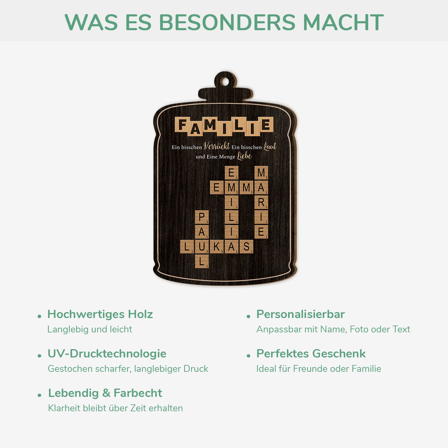 3446OGE4 liebevolle verruckte familie personalisierte kreuzwortratsel 1 schicht holz ornamente weihnachten 3446OKV5I