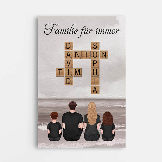 3465CGE1 familie fur immer kreuzwortratsel  personalisierte leinwand fur die familie