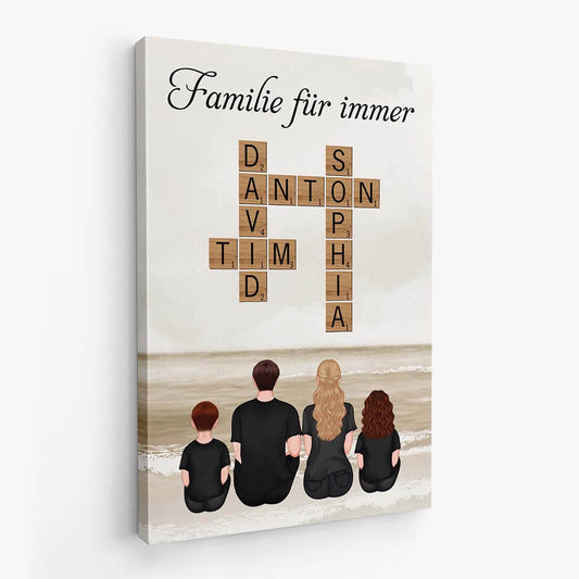 3465CGE2 familie fur immer kreuzwortratsel  personalisierte leinwand fur die familie