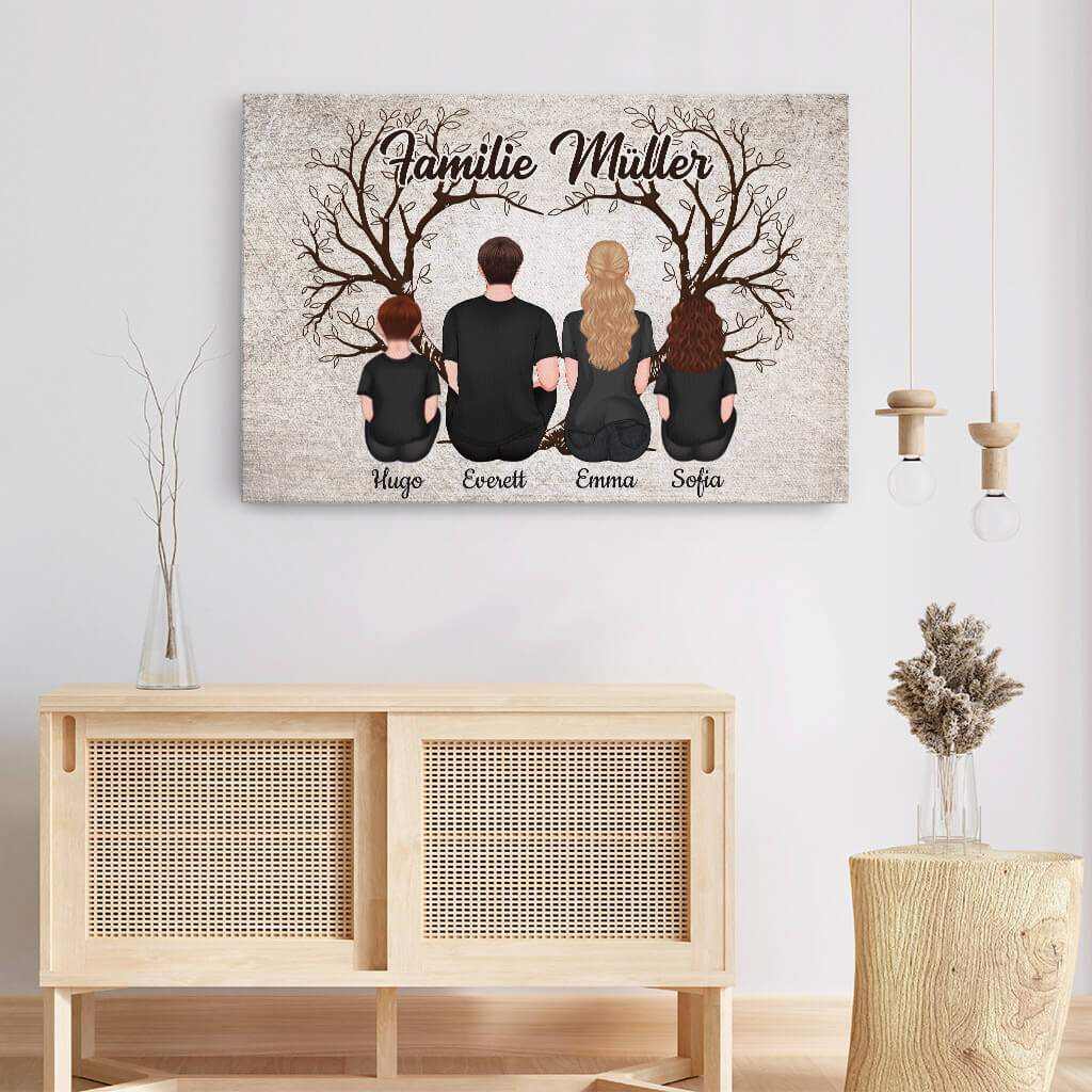 3467CGE3 die familie herzformiger baum  personalisierte leinwand fur die familie