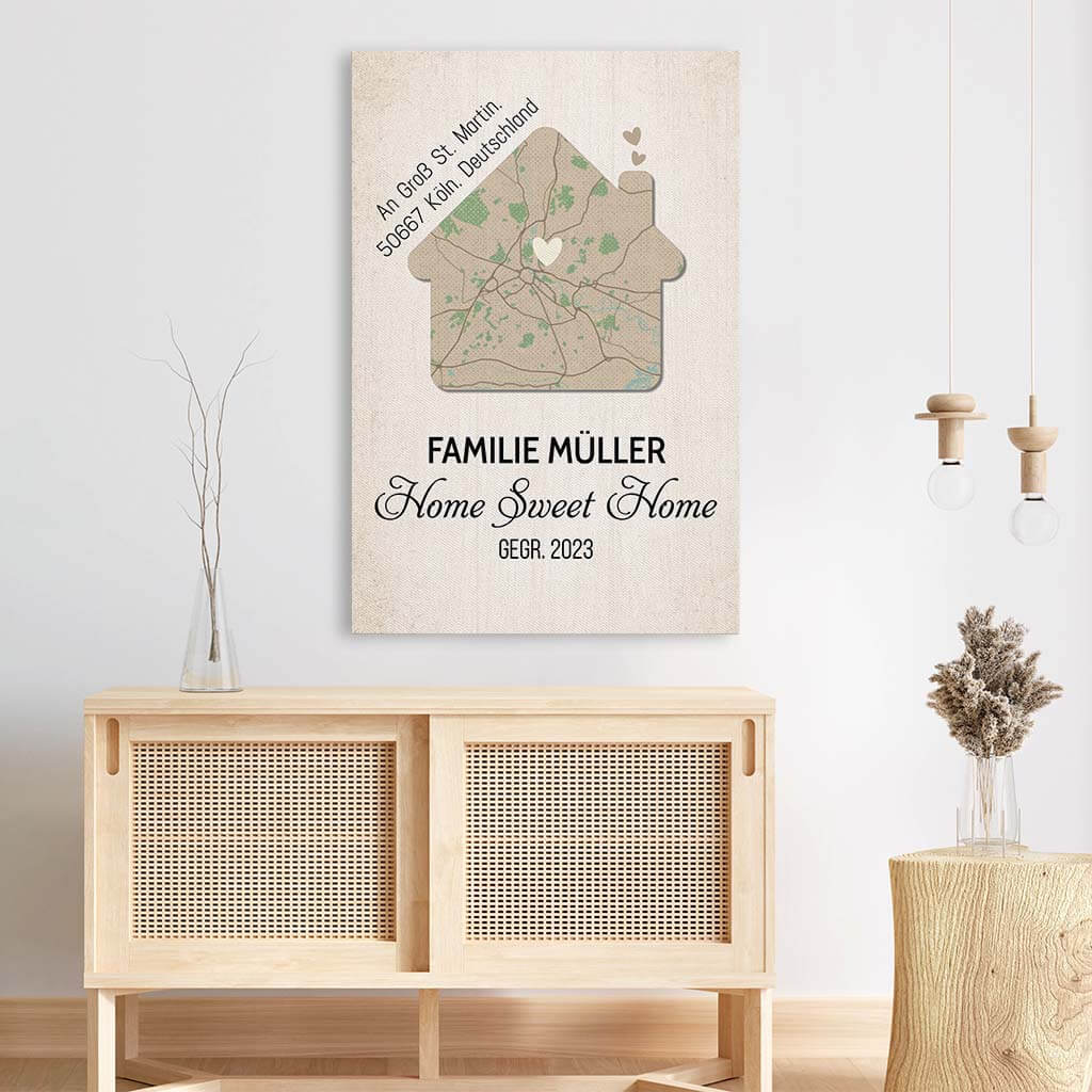 3468CGE3 home sweet home  personalisierte leinwand fur die familie